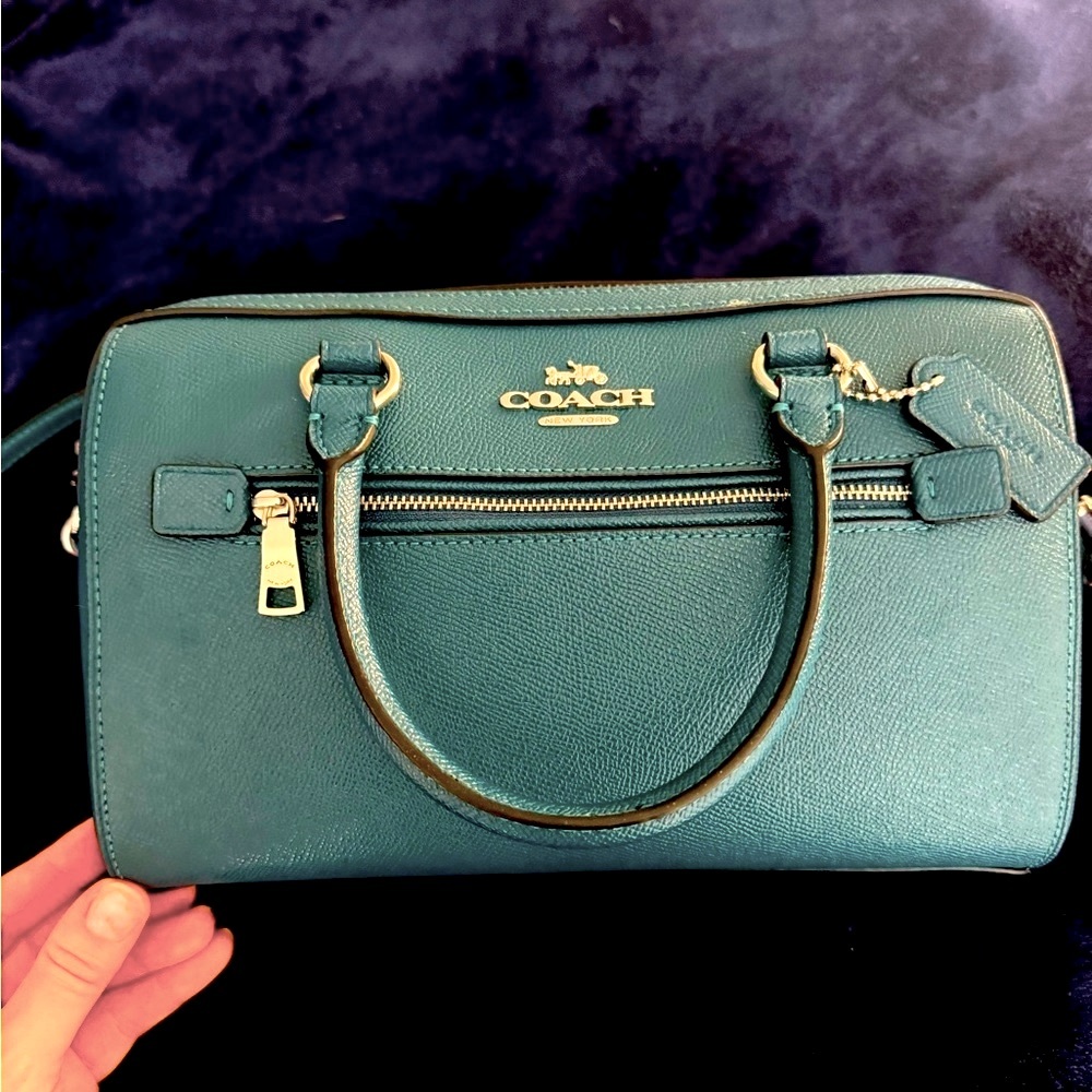 Coach Rowan Satchel Deep Turquoise gently used no smoke no odors